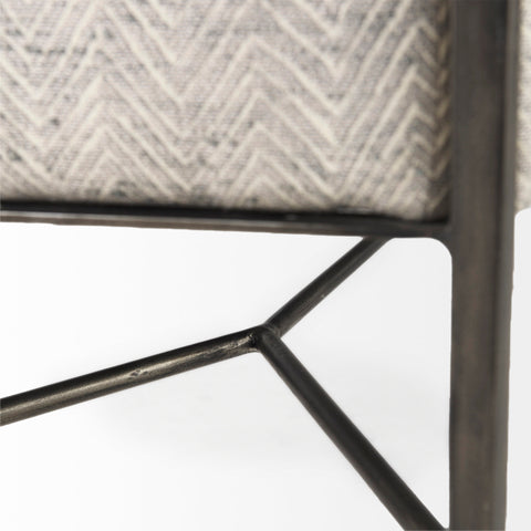 Charlotte Grey Herringbone Upholstered Bench-6