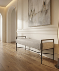 Charlotte Grey Herringbone Upholstered Bench