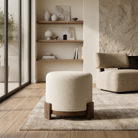 Chaves Ivory Boucle Ottoman