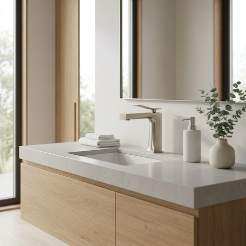 Chicane Brushed Nickel Single Hole Bathroom Faucet