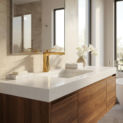 Chicane Polished Gold Single Hole Bathroom Faucet