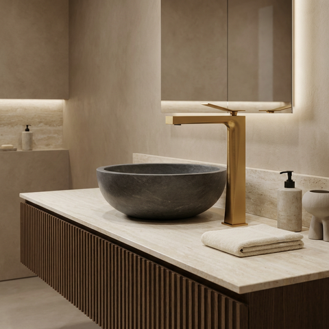 Chicane Tall Brushed Gold Single Hole Bathroom Faucet