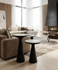 Chizu White Marble and Dark Bronze Nesting End Tables (Set of 2) 