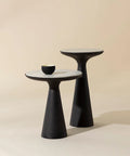 Chizu White Marble and Dark Bronze Nesting End Tables (Set of 2) -1