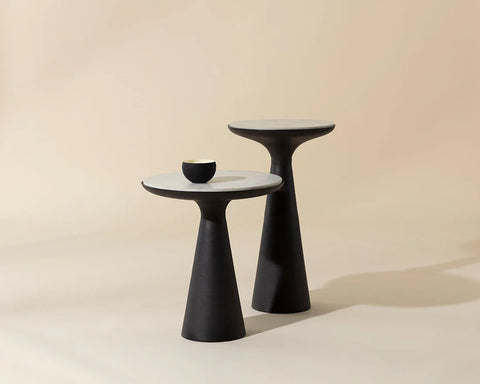 Chizu White Marble and Dark Bronze Nesting End Tables (Set of 2) -1