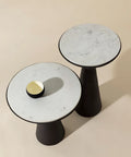 Chizu White Marble and Dark Bronze Nesting End Tables (Set of 2) -2