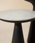 Chizu White Marble and Dark Bronze Nesting End Tables (Set of 2) -3