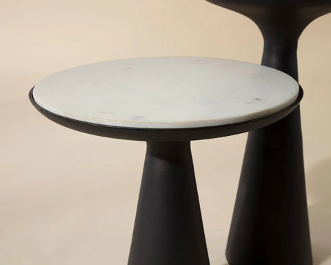 Chizu White Marble and Dark Bronze Nesting End Tables (Set of 2) -3