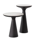 Chizu White Marble and Dark Bronze Nesting End Tables (Set of 2) -5