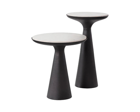 Chizu White Marble and Dark Bronze Nesting End Tables (Set of 2) -5