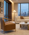 Cicero Cognac Faux Leather Accent Chair