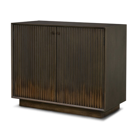 Cinder Dark Brown Reeded Mango Wood Accent Cabinet-1