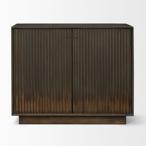 Cinder Dark Brown Reeded Mango Wood Accent Cabinet-2