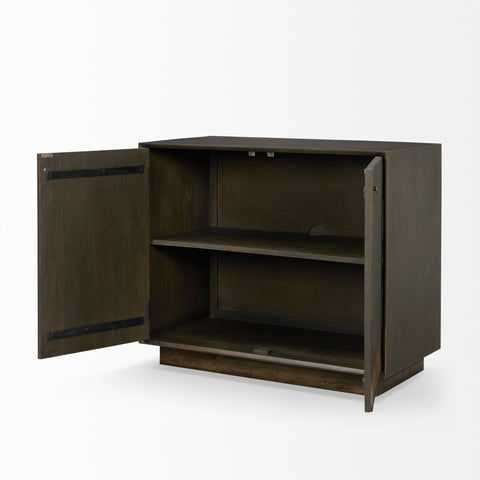 Cinder Dark Brown Reeded Mango Wood Accent Cabinet-3