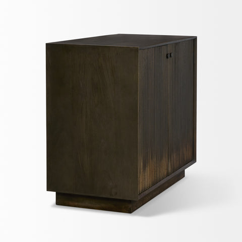 Cinder Dark Brown Reeded Mango Wood Accent Cabinet-5