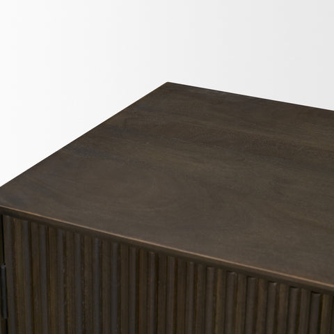 Cinder Dark Brown Reeded Mango Wood Accent Cabinet-6