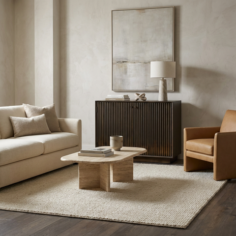 Cinder Dark Brown Reeded Mango Wood Accent Cabinet