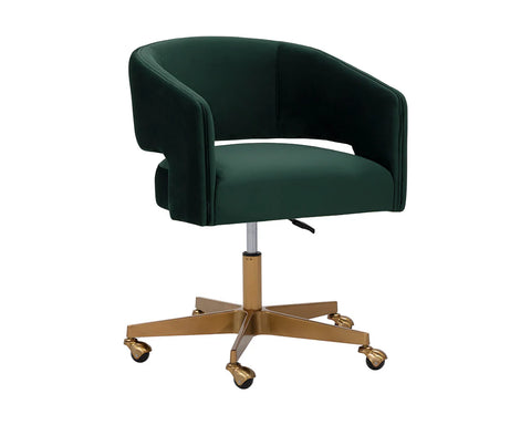 Claren Deep Green Sky Fabric Swivel Office Chair-1