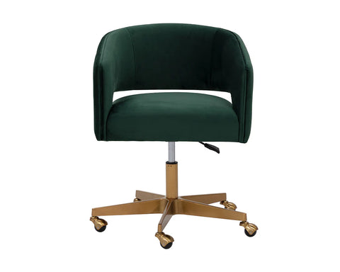 Claren Deep Green Sky Fabric Swivel Office Chair-2
