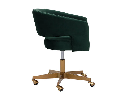 Claren Deep Green Sky Fabric Swivel Office Chair-3