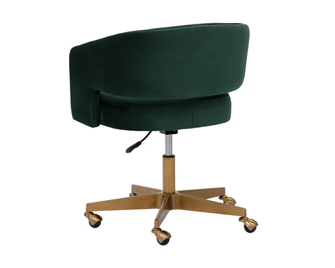 Claren Deep Green Sky Fabric Swivel Office Chair-4