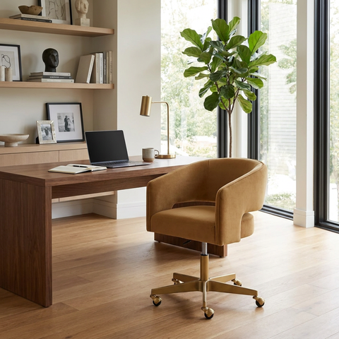 Claren Gold Sky Fabric Swivel Office Chair