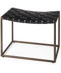 Clarissa Black Woven Leather Stool-1