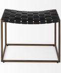 Clarissa Black Woven Leather Stool-2
