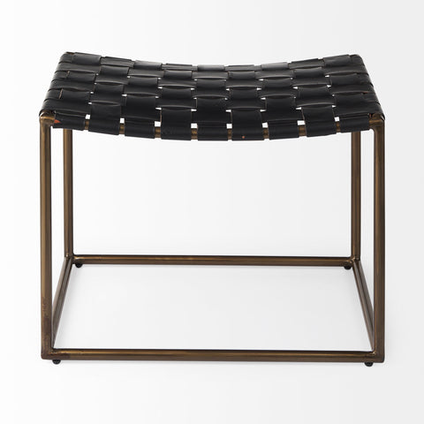 Clarissa Black Woven Leather Stool-2