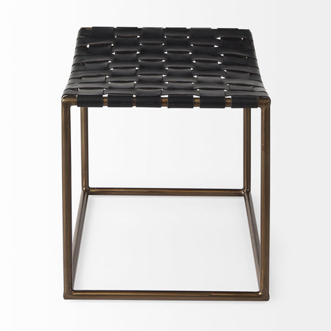 Clarissa Black Woven Leather Stool-3