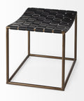 Clarissa Black Woven Leather Stool-4