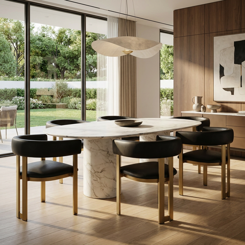 Clarissa Ink Gold Modern Faux Leather Dining Chair 