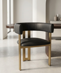 Clarissa Ink Gold Modern Faux Leather Dining Chair -1