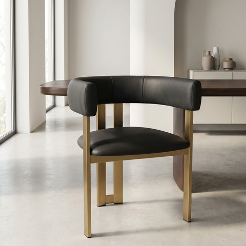 Clarissa Ink Gold Modern Faux Leather Dining Chair -1