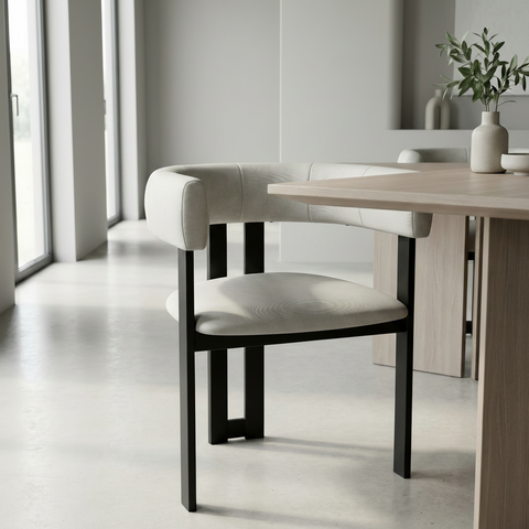 Clarissa Limestone Black Modern Vinyl Dining Chair-1