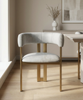 Clarissa Limestone Gold Modern Vinyl Dining Chair-1