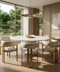 Clarissa Limestone Gold Modern Vinyl Dining Chair