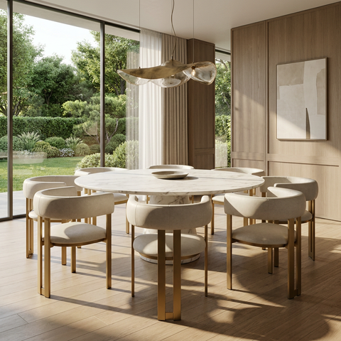 Clarissa Limestone Gold Modern Vinyl Dining Chair