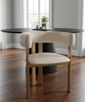 Clarissa Oyster Gold Modern Faux Leather Dining Chair-1