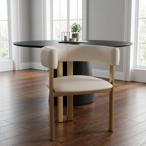 Clarissa Oyster Gold Modern Faux Leather Dining Chair-1