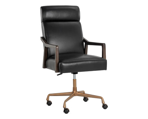 Collin Cortina Black Top Grain Leather Swivel Office Chair-1