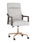 Collin Saloon Light Grey Top Grain Leather Swivel Office Chair-1
