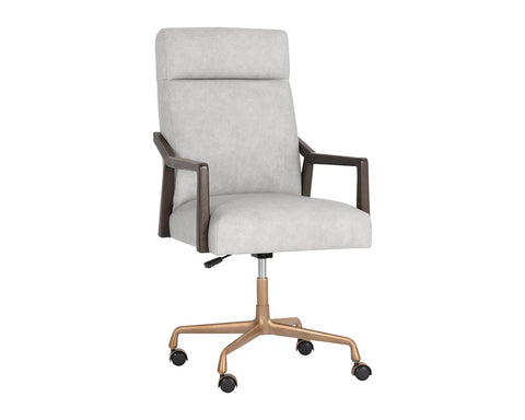 Collin Saloon Light Grey Top Grain Leather Swivel Office Chair-1