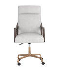 Collin Saloon Light Grey Top Grain Leather Swivel Office Chair-2