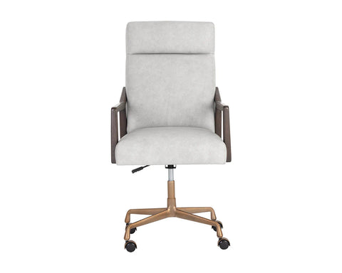 Collin Saloon Light Grey Top Grain Leather Swivel Office Chair-2