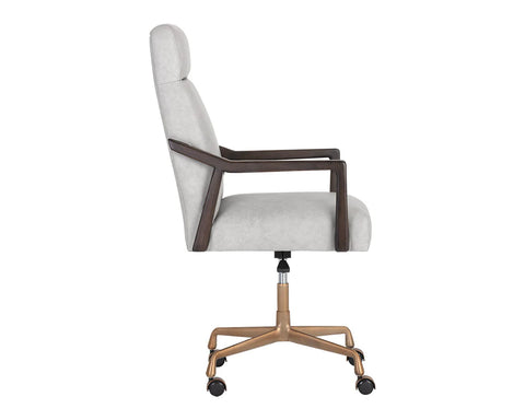 Collin Saloon Light Grey Top Grain Leather Swivel Office Chair-3