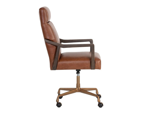 Collin Shalimar Tobacco Top Grain Leather Swivel Office Chair -3