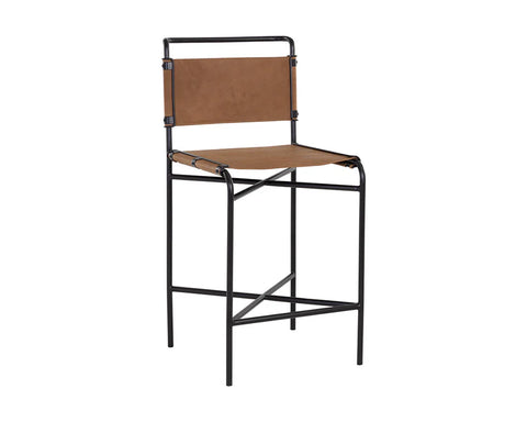 Corrigan Cognac Modern Leather Counter Stool-2