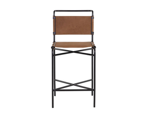 Corrigan Cognac Modern Leather Counter Stool-3