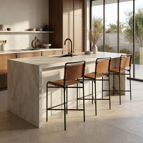 Corrigan Cognac Modern Leather Counter Stool